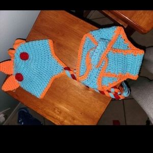 Dino Crochet Newborn-3m Outfit.